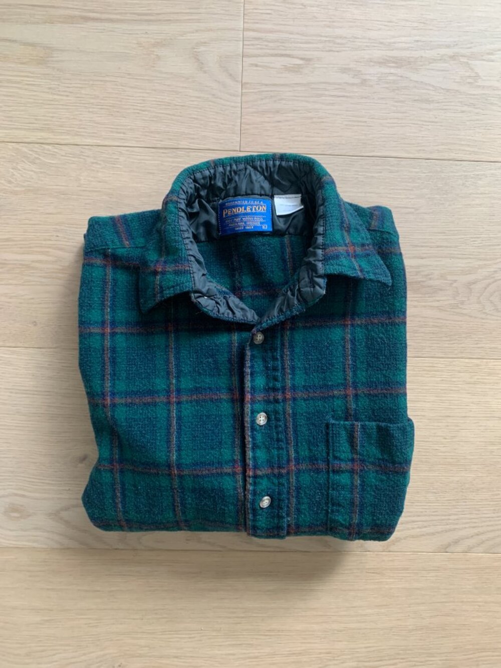 Pendleton Vintage Plaid Wool Shirt Womens Button Up S Green Blue Western Outdoor - Picture 10 of 14